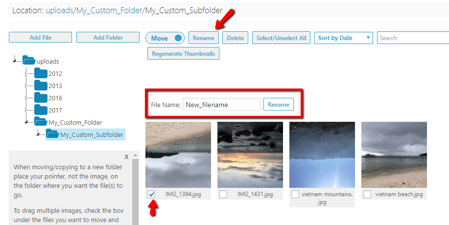 renaming a file in wordpress media library