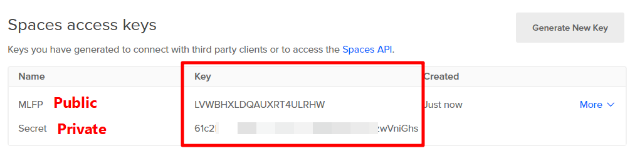 spaces access keys