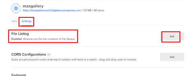 make DigitalOcean Spaces public