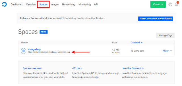 digitalocean spaces url
