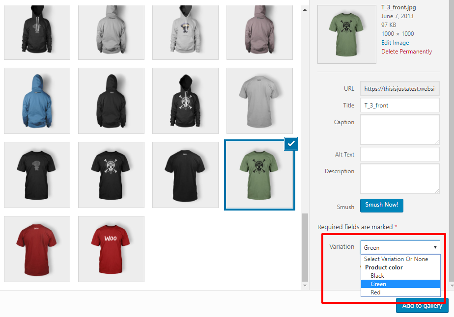 woocommerce variation galleries